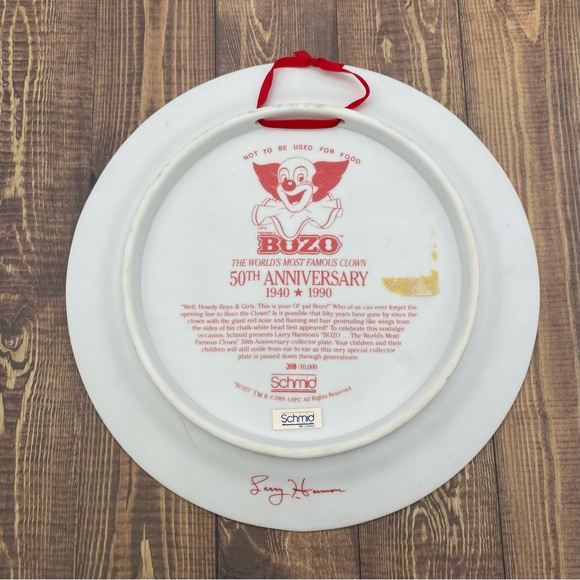 Schmid Bozo The Clown Plate Wall Plaque Vtg 50 Anniversary Porcelain 7 In Flaws - Picture 4 of 9